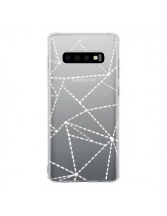 Coque Samsung S10 Lignes Points Abstract Blanc...