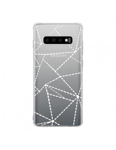 Coque Samsung S10 Lignes Points Abstract Blanc Transparente - Project M