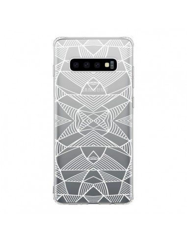 Coque Samsung S10 Lignes Miroir Grilles Triangles Grid Abstract Blanc Transparente - Project M