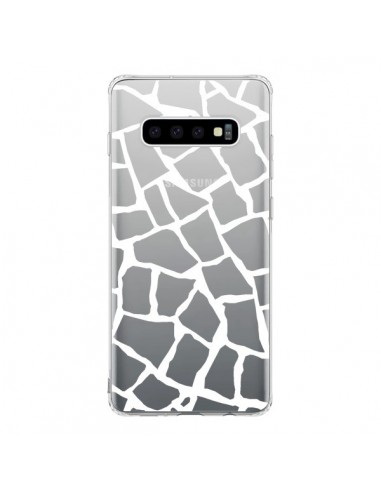 Coque Samsung S10 Girafe Mosaïque Blanc Transparente - Project M