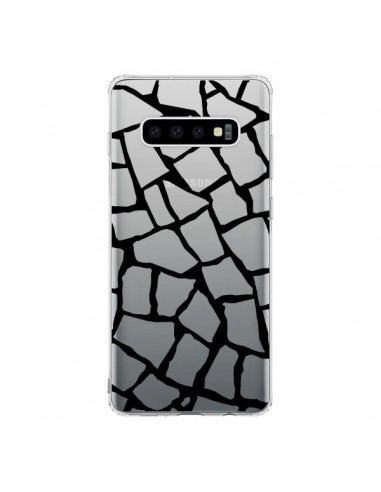 Coque Samsung S10 Girafe Mosaïque Noir Transparente - Project M