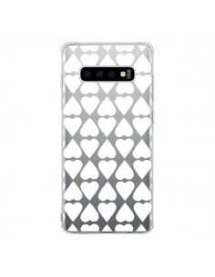 Coque Samsung S10 Coeurs Heart Blanc Transparente -...