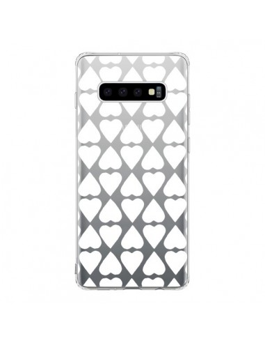 Coque Samsung S10 Coeurs Heart Blanc Transparente - Project M