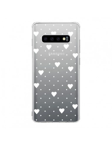 Coque Samsung S10 Point Coeur Blanc Pin Point Heart Transparente - Project M