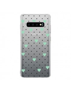 Coque Samsung S10 Point Coeur Mint Bleu Vert Pin Point...