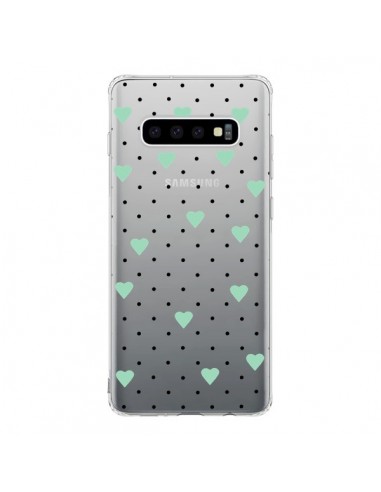 Coque Samsung S10 Point Coeur Mint Bleu Vert Pin Point Heart Transparente - Project M