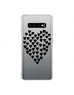 Coque Samsung S10 Coeurs Heart Love Noir Transparente -...