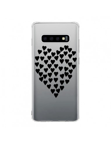 Coque Samsung S10 Coeurs Heart Love Noir Transparente - Project M
