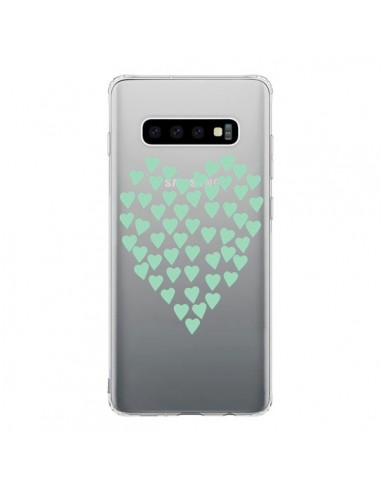 Coque Samsung S10 Coeurs Heart Love Mint Bleu Vert Transparente - Project M