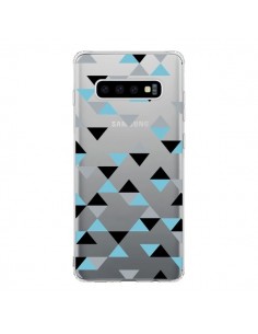 Coque Samsung S10 Triangles Ice Blue Bleu Noir...