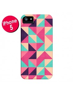 Coque Azteque Triangle Rose Vert pour iPhone 5 et 5S - Eleaxart
