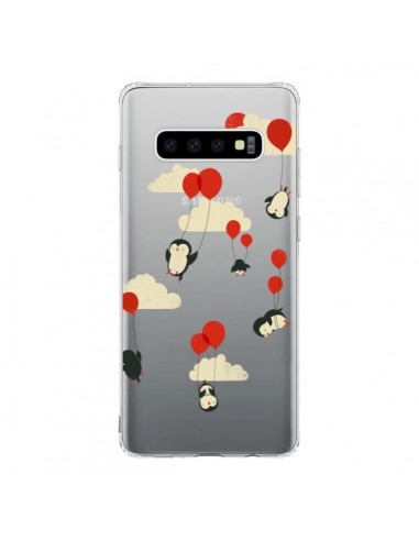 Coque Samsung S10 Pingouin Ciel Ballons Transparente - Jay Fleck