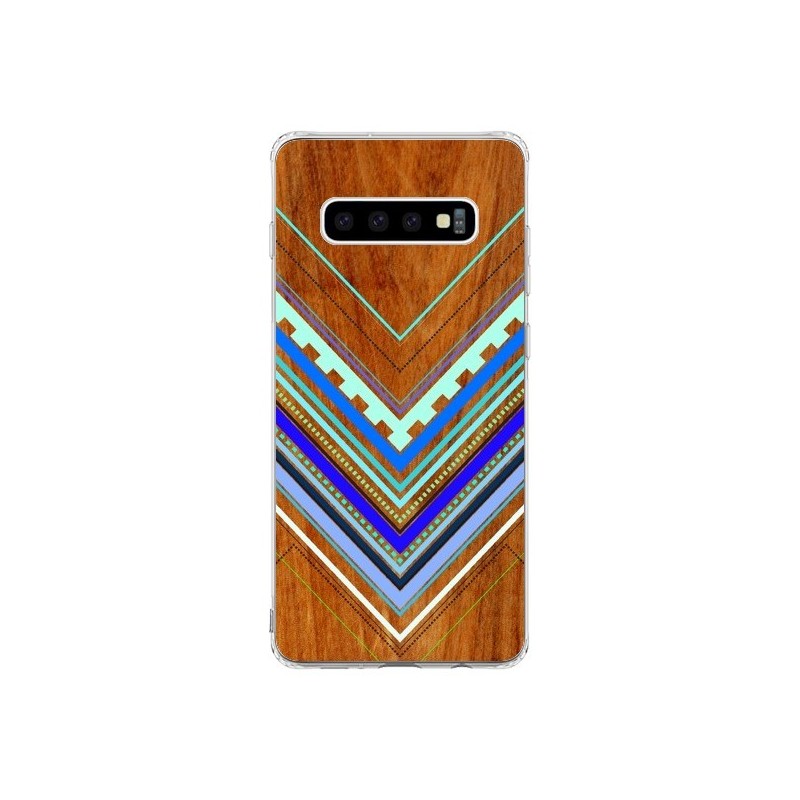 Coque Samsung S10 Azteque Arbutus Blue Bois Aztec Tribal - Jenny Mhairi