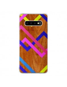 Coque Samsung S10 Pink Yellow Wooden Bois Azteque Aztec...
