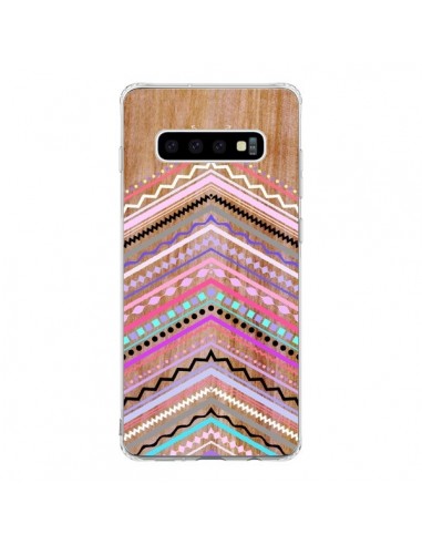 Coque Samsung S10 Purple Chevron Wild Wood Bois Azteque Aztec Tribal - Jenny Mhairi