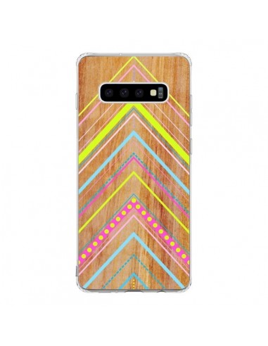 Coque Samsung S10 Wooden Chevron Pink Bois Azteque Aztec Tribal - Jenny Mhairi