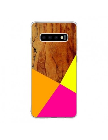 Coque Samsung S10 Wooden Colour Block Bois Azteque Aztec Tribal - Jenny Mhairi