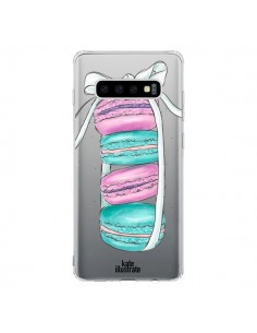 Coque Samsung S10 Macarons Pink Mint Rose Transparente -...