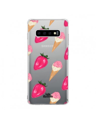 Coque Samsung S10 Strawberry Ice Cream Fraise Glace Transparente - kateillustrate