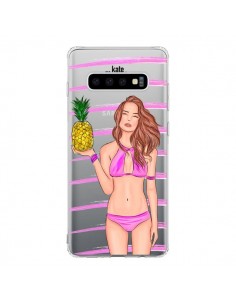 Coque Samsung S10 Malibu Ananas Plage Ete Rose...