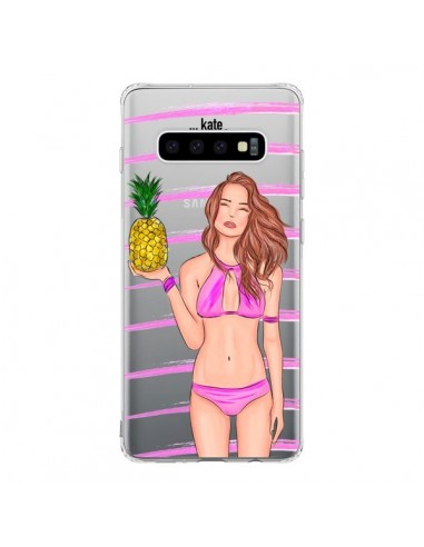 Coque Samsung S10 Malibu Ananas Plage Ete Rose Transparente - kateillustrate