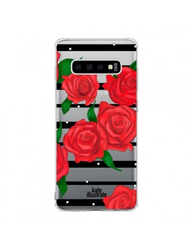 Coque Samsung S10 Red Roses Rouge Fleurs Flowers Transparente - kateillustrate