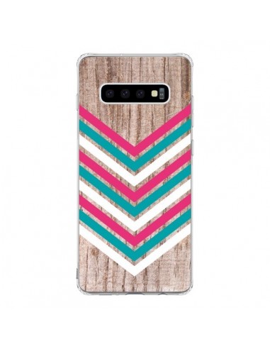 Coque Samsung S10 Tribal Aztèque Bois Wood Flèche Rose Bleu - Laetitia