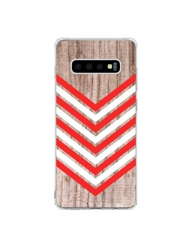 Coque Samsung S10 Tribal Aztèque Bois Wood Flèche Rouge Blanc - Laetitia