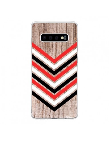 Coque Samsung S10 Tribal Aztèque Bois Wood Flèche Rouge Blanc Noir - Laetitia