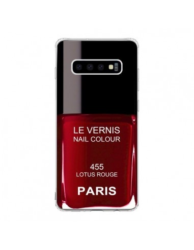 Coque Samsung S10 Vernis Paris Lotus Rouge - Laetitia