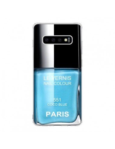 Coque Samsung S10 Vernis Paris Coco Blue Bleu - Laetitia