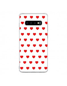 Coque Samsung S10 Coeurs Rouges Fond Blanc - Laetitia