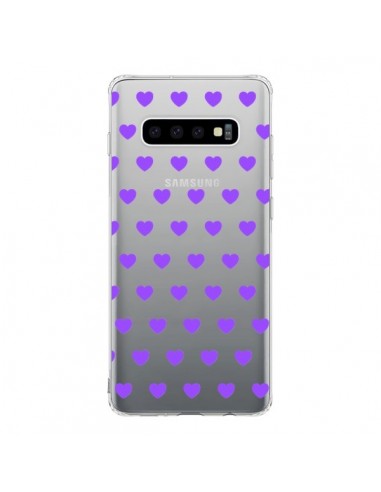Coque Samsung S10 Coeur Heart Love Amour Violet Transparente - Laetitia
