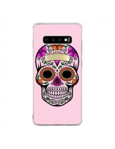 Coque Samsung S10 Tête de Mort Mexicaine Rose Multicolore...