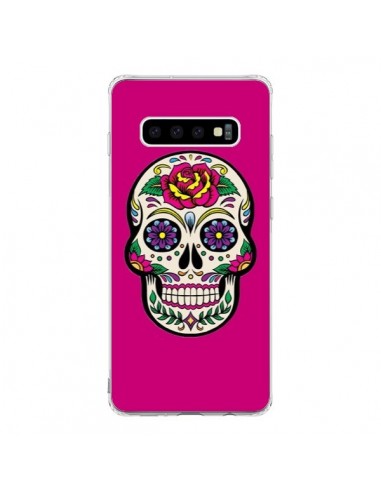 Coque Samsung S10 Tête de Mort Mexicaine Rose Fushia - Laetitia