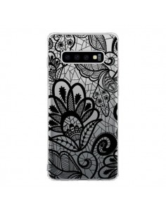 Coque Samsung S10 Lace Fleur Flower Noir Transparente -...