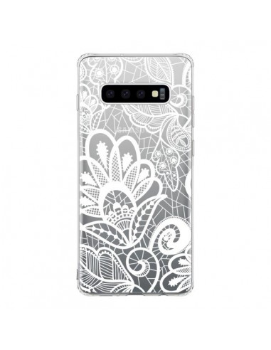 Coque Samsung S10 Lace Fleur Flower Blanc Transparente - Petit Griffin