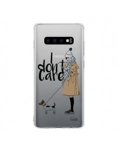 Coque Samsung S10 I don't care Fille Chien Transparente -...