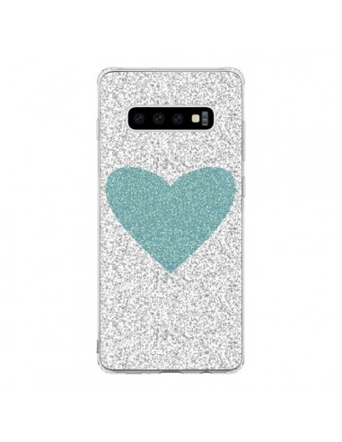 Coque Samsung S10 Coeur Bleu Vert Argent Love - Mary Nesrala