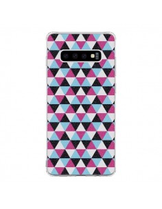 Coque Samsung S10 Azteque Triangles Rose Bleu Gris - Mary...