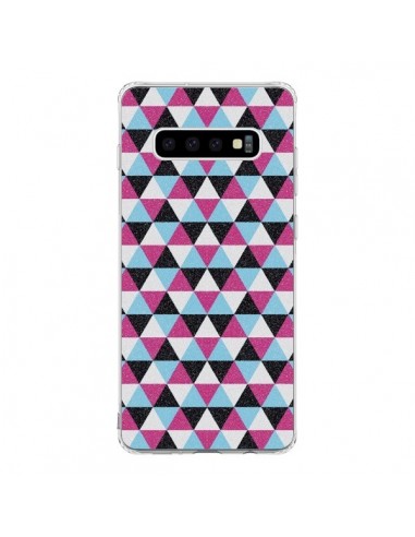Coque Samsung S10 Azteque Triangles Rose Bleu Gris - Mary Nesrala