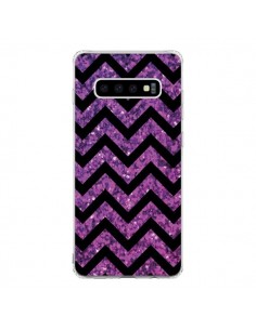 Coque Samsung S10 Chevron Purple Sparkle Triangle Azteque...
