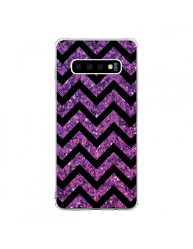 Coque Samsung S10 Chevron Purple Sparkle Triangle Azteque - Mary Nesrala