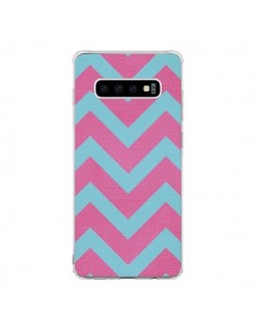 Coque Samsung S10 Strawberry Chevron Rose Bleu - Mary...