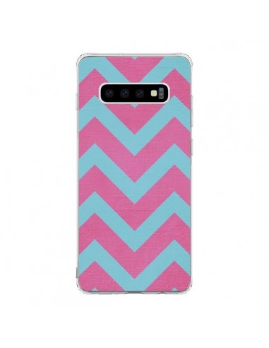 Coque Samsung S10 Strawberry Chevron Rose Bleu - Mary Nesrala