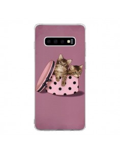 Coque Samsung S10 Chaton Chat Kitten Boite Pois -...