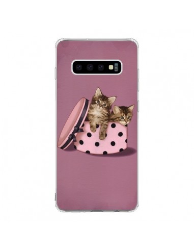 Coque Samsung S10 Chaton Chat Kitten Boite Pois - Maryline Cazenave