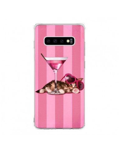 Coque Samsung S10 Chaton Chat Kitten Cocktail Lunettes Coeur - Maryline Cazenave