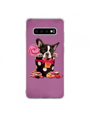 Coque Samsung S10 Chien Dog Boite Noeud Papillon Pois Bonbon - Maryline Cazenave