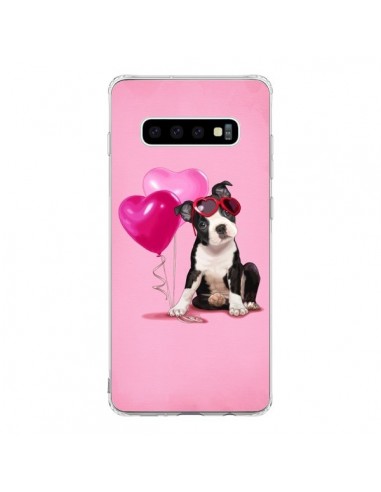 Coque Samsung S10 Chien Dog Ballon Lunettes Coeur Rose - Maryline Cazenave